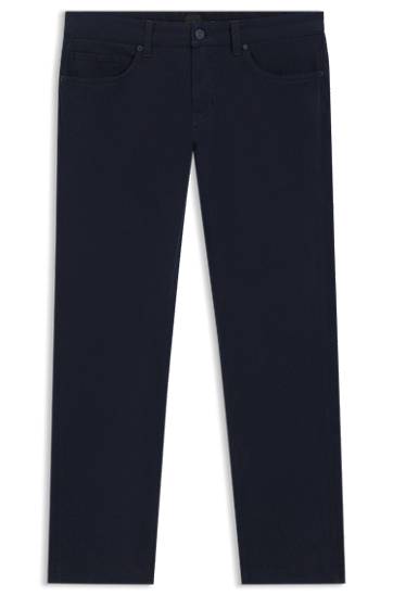 Housut BOSS Delaware Slim-Fit Stretch-Cotton Twill Trousers Tummansininen | 50543883