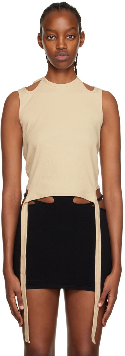Tankkitoppi Dion Lee Halter Neck Tie Tank Top Beige | C3029R22