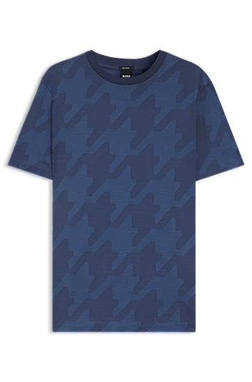 T-paita BOSS Houndstooth Jacquard T-Shirt Sininen | 50518869