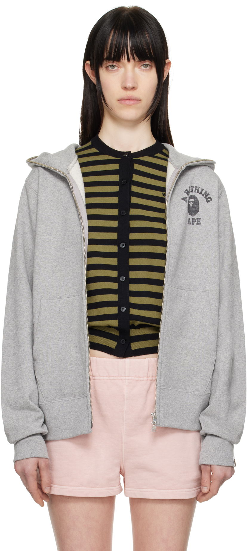 Huppari BAPE A Bathing Ape Over Print Full Zip Hoodie Harmaa | 001ZPK801002M