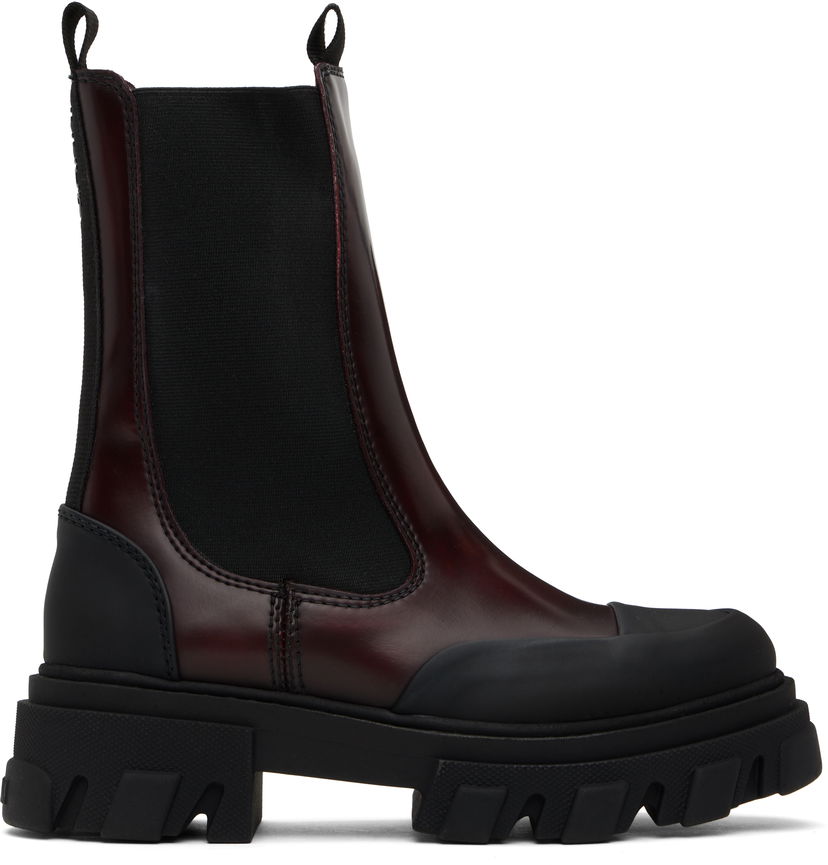 Vaatteet GANNI GANNI Cleated Mid Chelsea Boots Burgundia | S2897