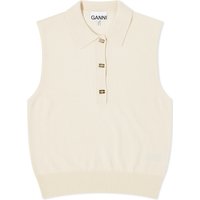 Villapaita GANNI Cashmere Mix Sleeveless Polo Vest Beige | K2131-354, 1