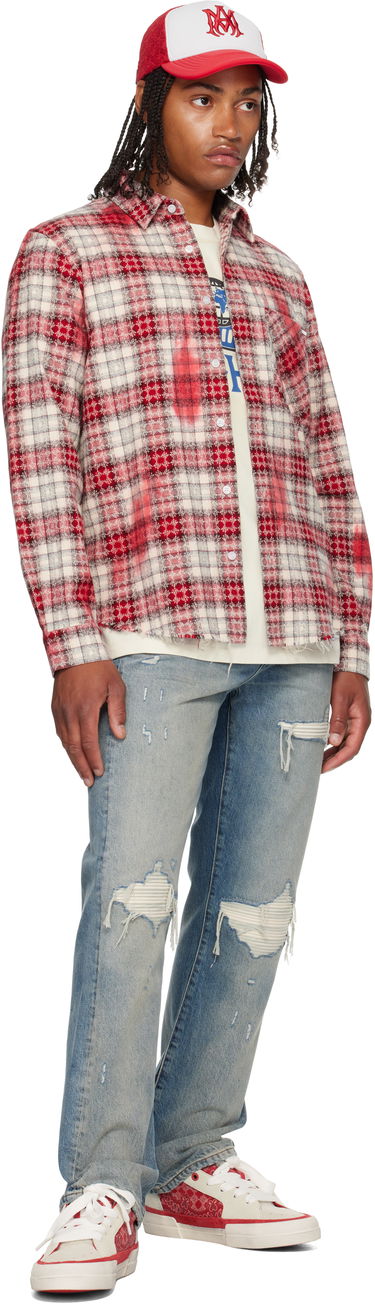 Paita AMIRI MA Quad Bleach Distressed Plaid Flannel Shirt Monivärinen | AMSTFL1014, 3