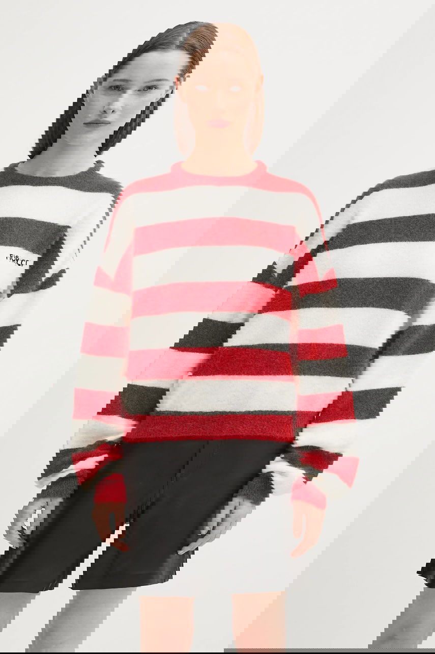 Villapaita Fiorucci Fiorucci Cropped Alpaca Striped Sweater Punainen | W02FPKSW448KN11RD02, 0