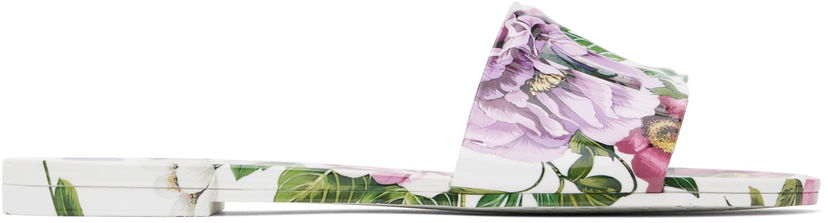 Mekko Dolce & Gabbana Dolce&Gabbana Floral Print Rubber Slides Valkoinen | CW2215 A6L05