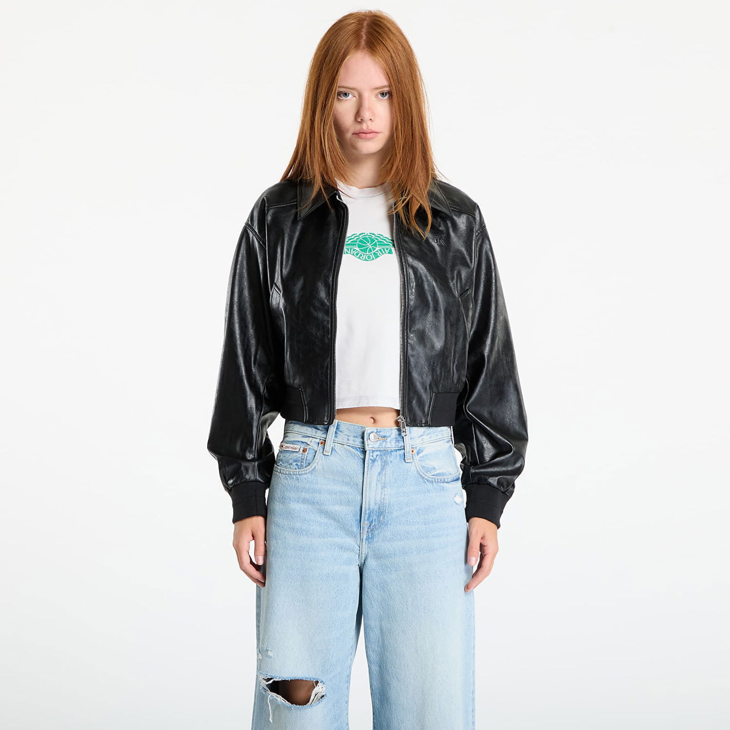 Takki CALVIN KLEIN Calvin Klein Jeans A-Cropped Crinkle Jacket Musta | LV047C518G UB1, 0