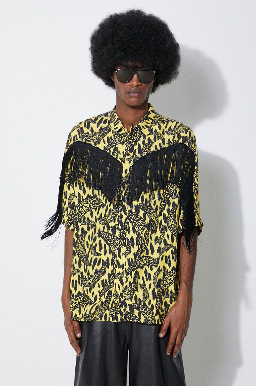 Paita Fiorucci Fiorucci Banimalier Print Fringed Shirt Keltainen | M01FPTSH054VI01YW02