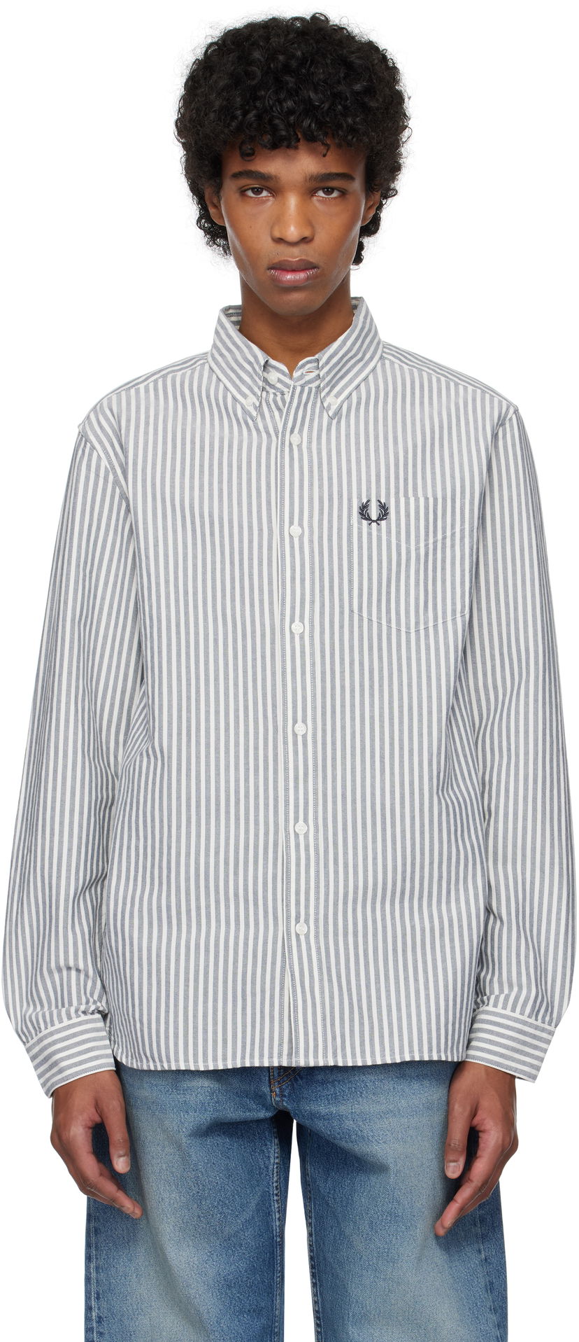 Paita Fred Perry Fred Perry Striped Oxford Shirt Valkoinen | M6574