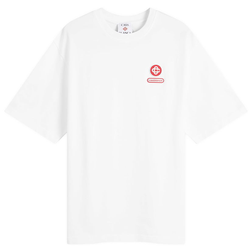 T-paita Casablanca Casablanca Jersey Logo Patch Oversized T-Shirt, Size Small Valkoinen | M-AW25-JTS-044-04