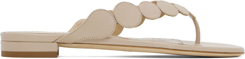 Asusteet Manolo Blahnik Manolo Blahnik Nour Scalloped Thong Sandals Beige | 424-1837