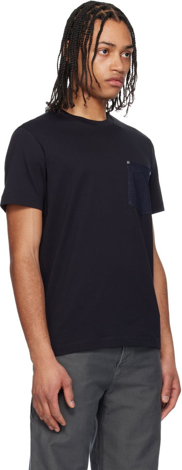 T-paita Moncler Moncler Cotton & Denim Pocket T-Shirt Tummansininen | K10918C0003989AKK, 1