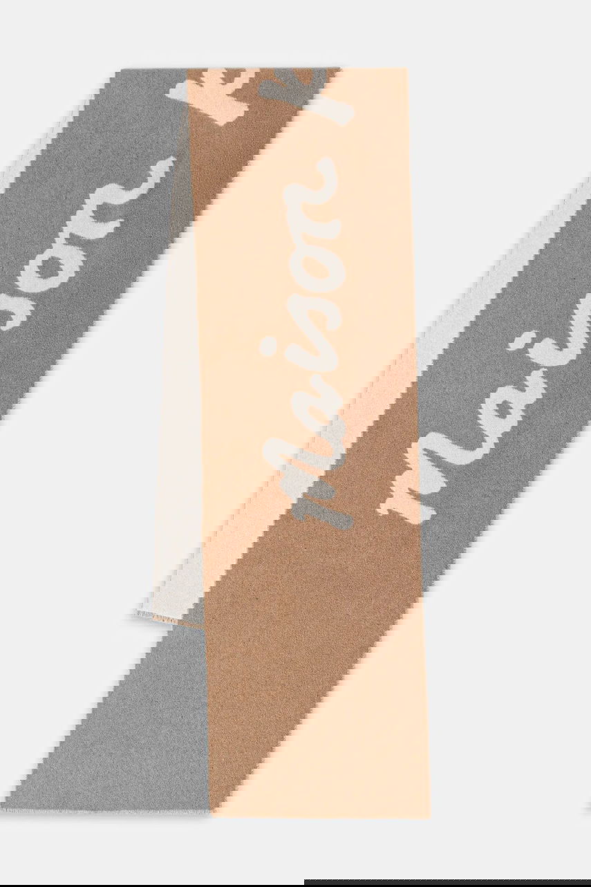Huivi MAISON KITSUNÉ Scarf with wool blend Handwriting Beige | PM06202WB0038, 0