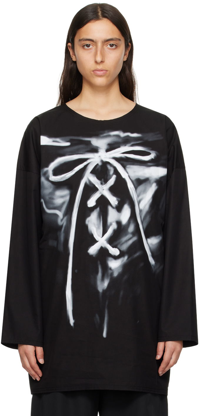 T-paita We11done Long Sleeve Graphic T-Shirt Musta | WD-SH3-23-184-U-BK
