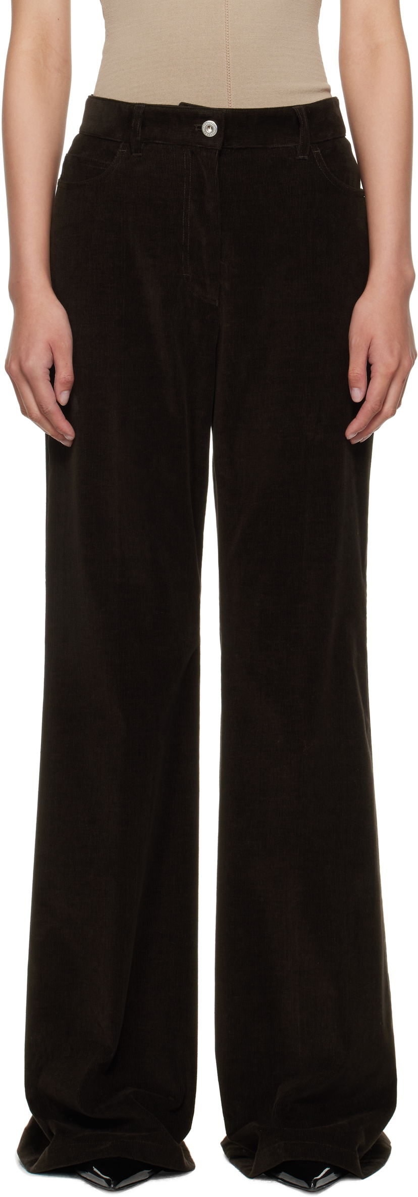 Housut FERRAGAMO Ferragamo Flared Corduroy Trousers Ruskea | 785197