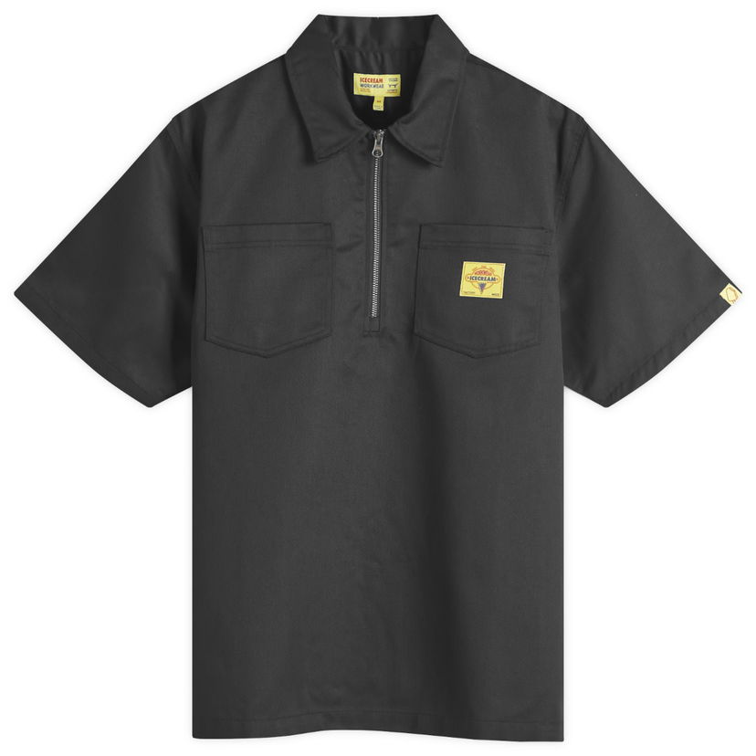 Paita BBC IceCream Quarter Zip Work Shirt, Size Large Musta | ICW25108-BLK
