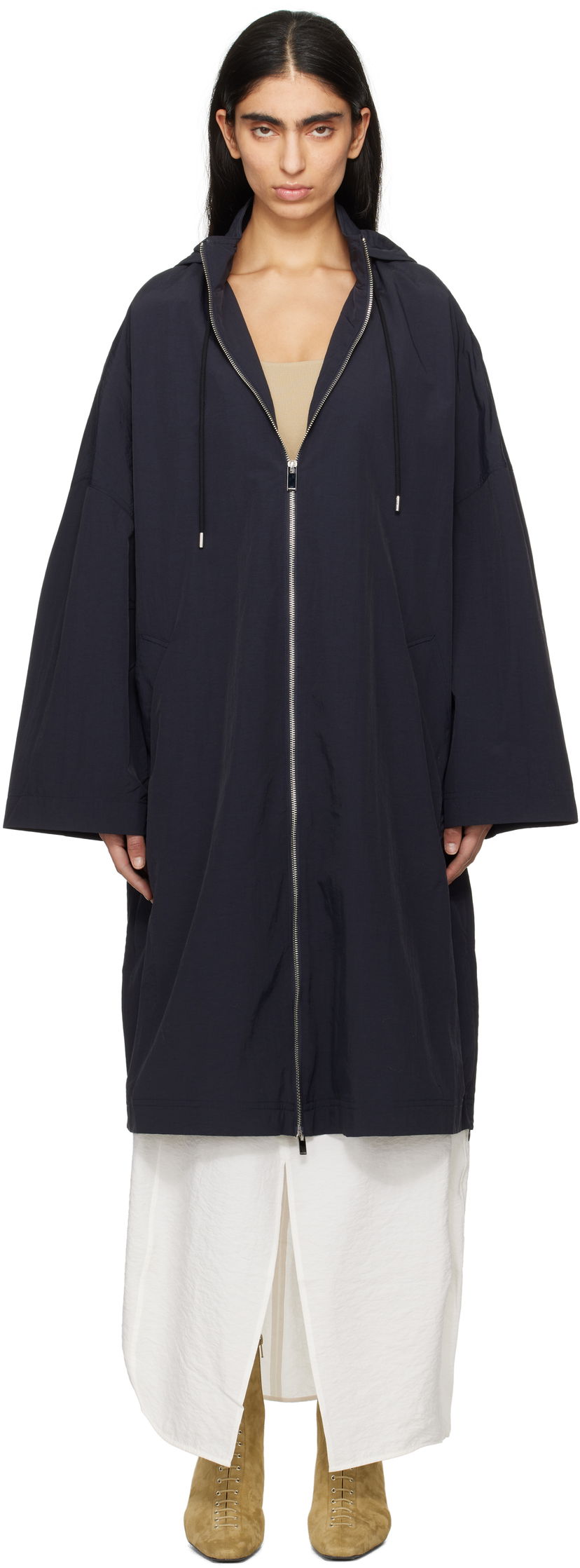 Tuulitakki TOTEME TOTEME Windbreaker Hooded Coat Tummansininen | 252-WRO0172-FB0367