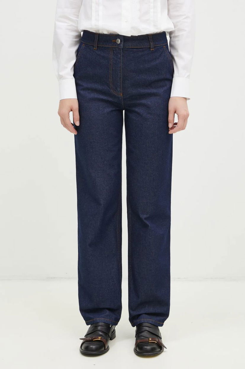Jeans MAISON KITSUNÉ Straight High-Waisted Denim Jeans Sininen | NW01113WW0081