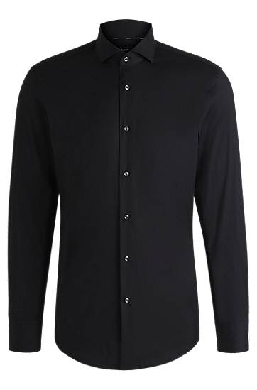 Paita BOSS Slim Fit Easy-Iron Cotton-Blend Poplin Shirt Musta | 50479915
