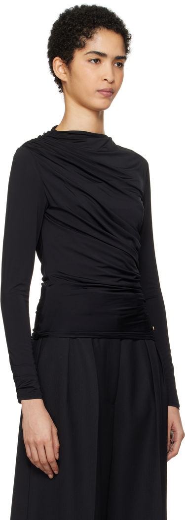 T-paita Anine Bing Anine Bing Bray Draped Jersey Top Musta | A-08-10037-BLK29, 3