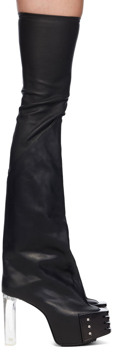 Sukat Rick Owens Rick Owens Porterville Flared Kiss 65 Tall Boots Musta | RP02D3827 LSGEG0