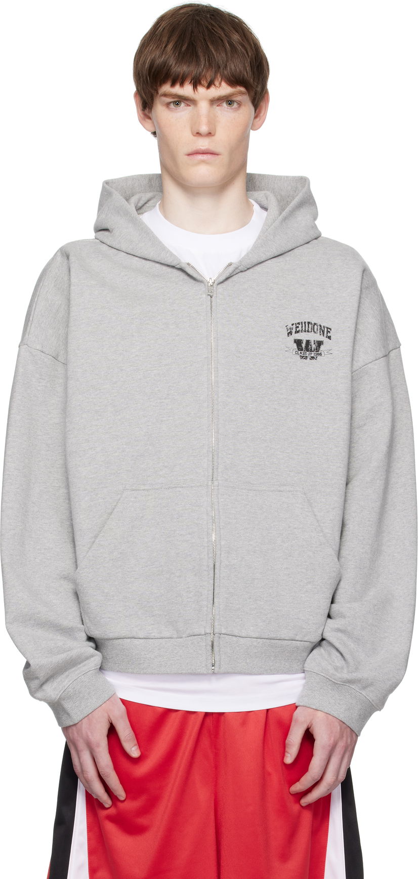 Huppari We11done We11done College Zip-Up Hoodie Harmaa | WD-TJ2-25-846-U-MG