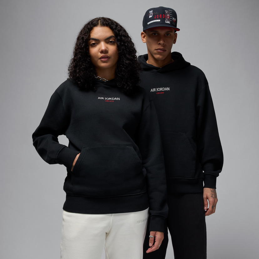 Huppari Jordan Air Jordan Wordmark Chicago Fleece Hoodie Musta | HF9289-010