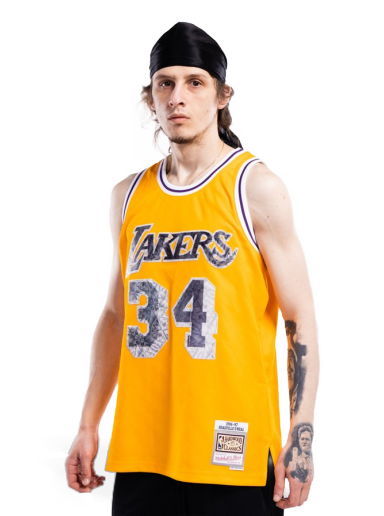 Jersey Mitchell & Ness 75th Anniversary Swingman Jersey Shaquille O'Neil Los Angeles Lakers Keltainen | SMJY1202-LAL96SONLTGD