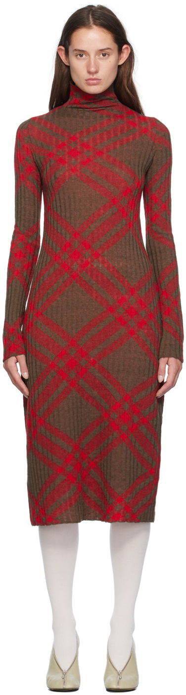 Mekko Burberry Check Midi Dress Punainen | 8093580
