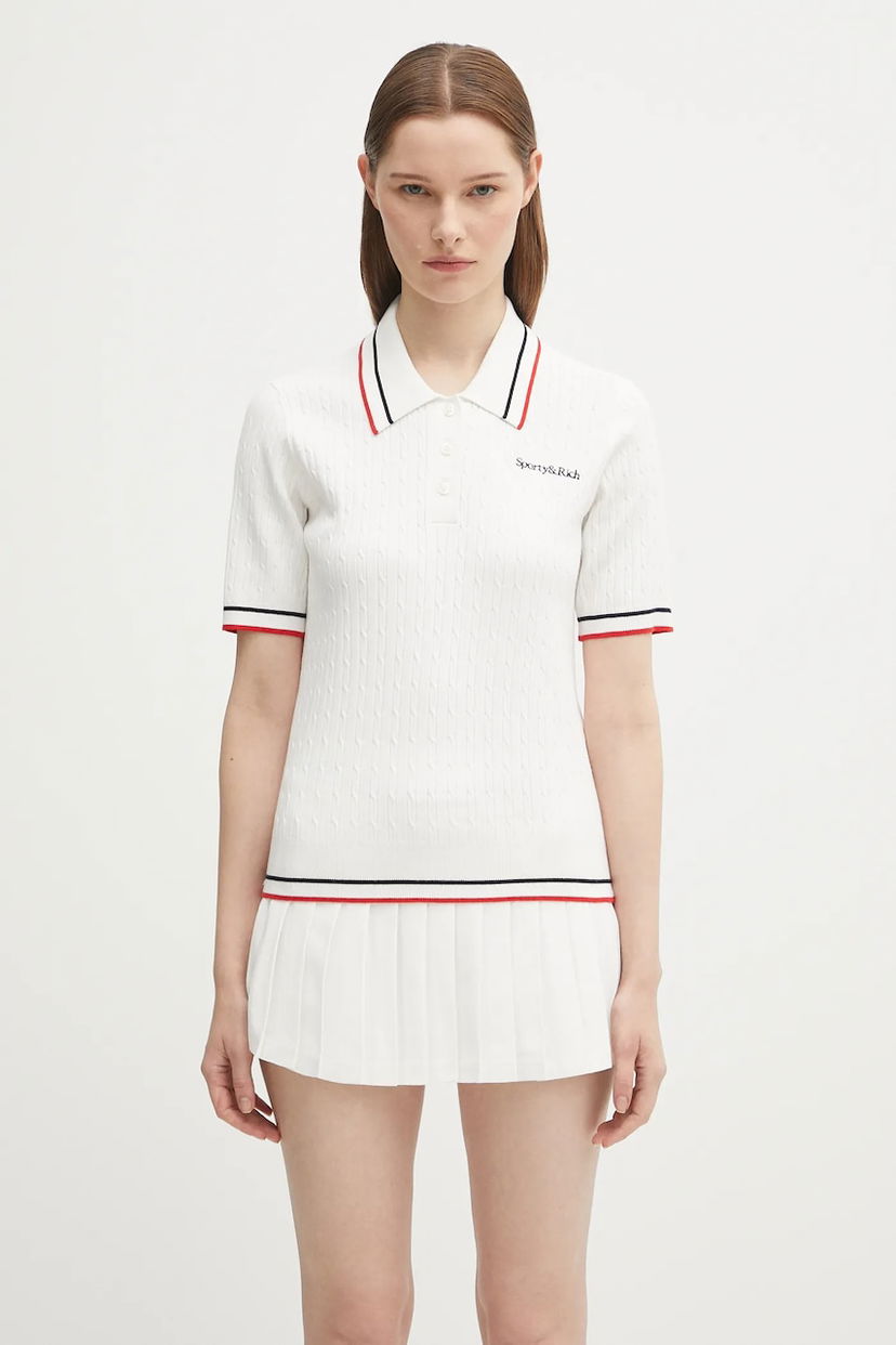 Mekko Sporty & Rich Sporty & Rich Serif Logo Mini Cable Polo Dress Valkoinen | TO068602300WH58