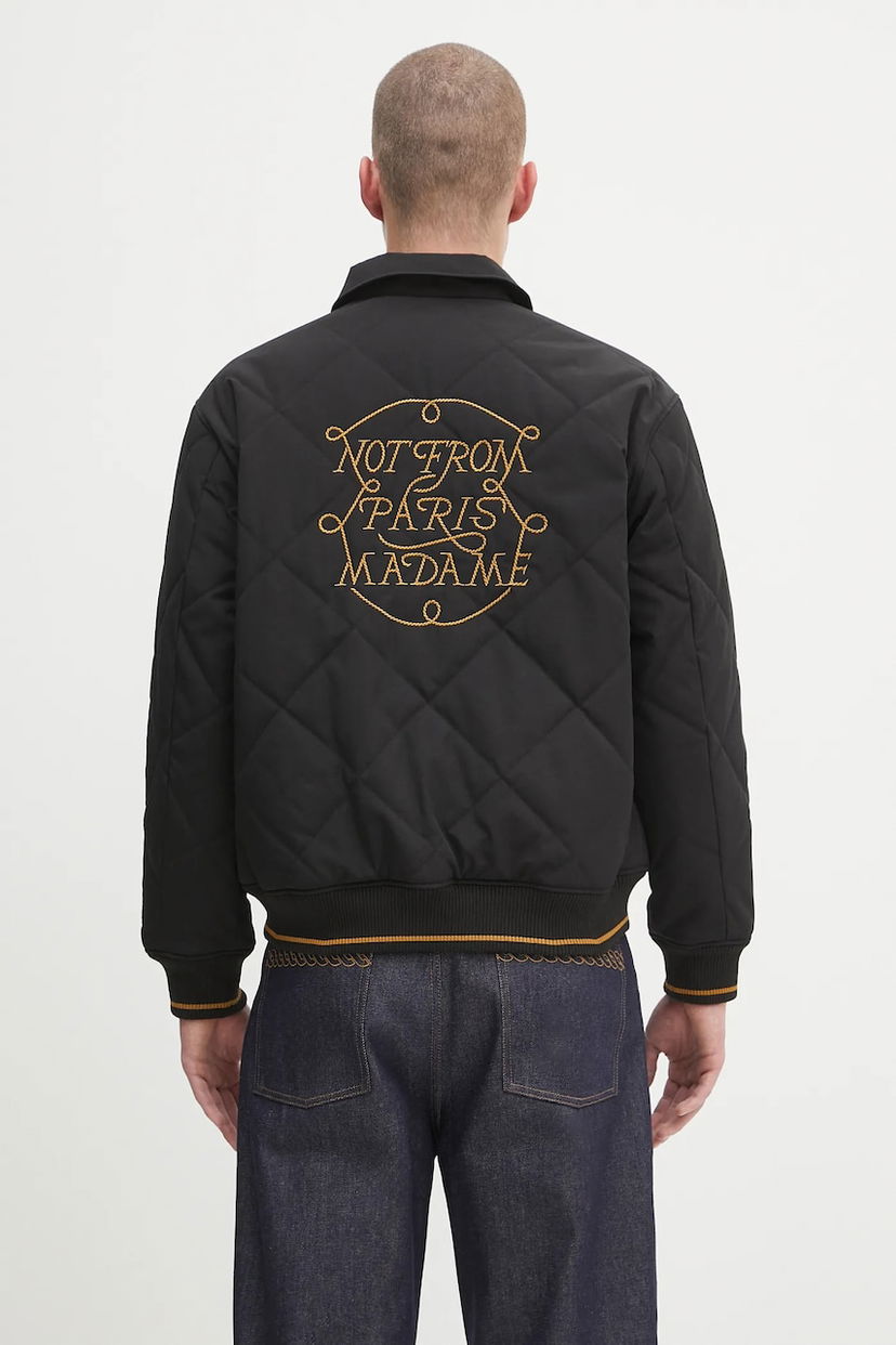 Takki Drôle de Monsieur Drôle de Monsieur La Veste Slogan Tresses Quilted Jacket Musta | H.JT236.PL163