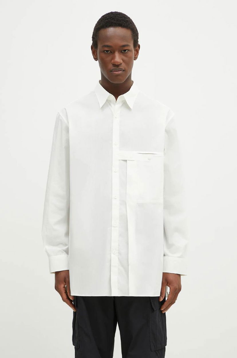 Paita Y-3 Y-3 Pleated Pocket Relaxed Fit Shirt Valkoinen | JL6665