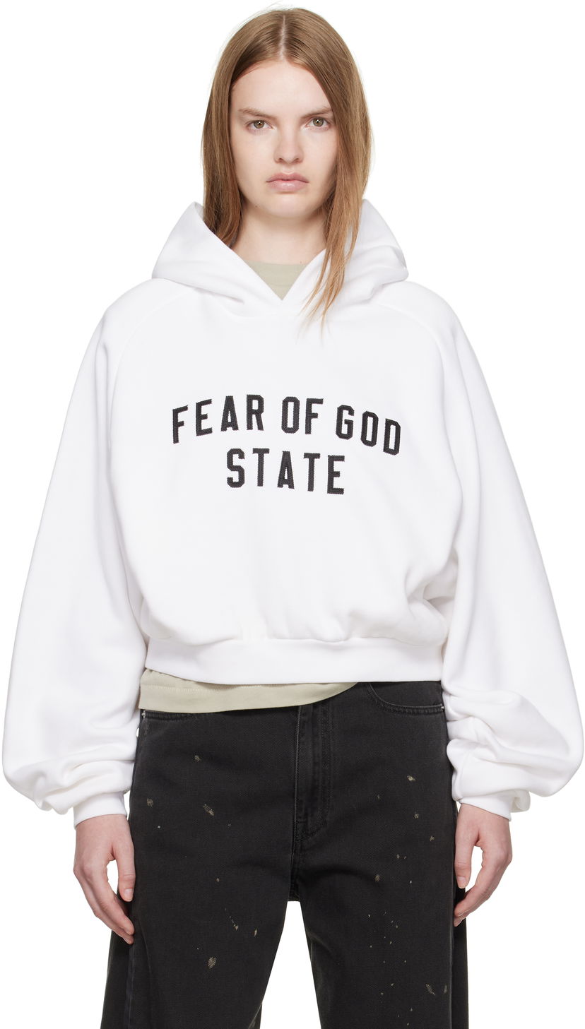 Huppari Fear of God ESSENTIALS Fleece Raglan Hoodie Valkoinen | 192SP257824FW