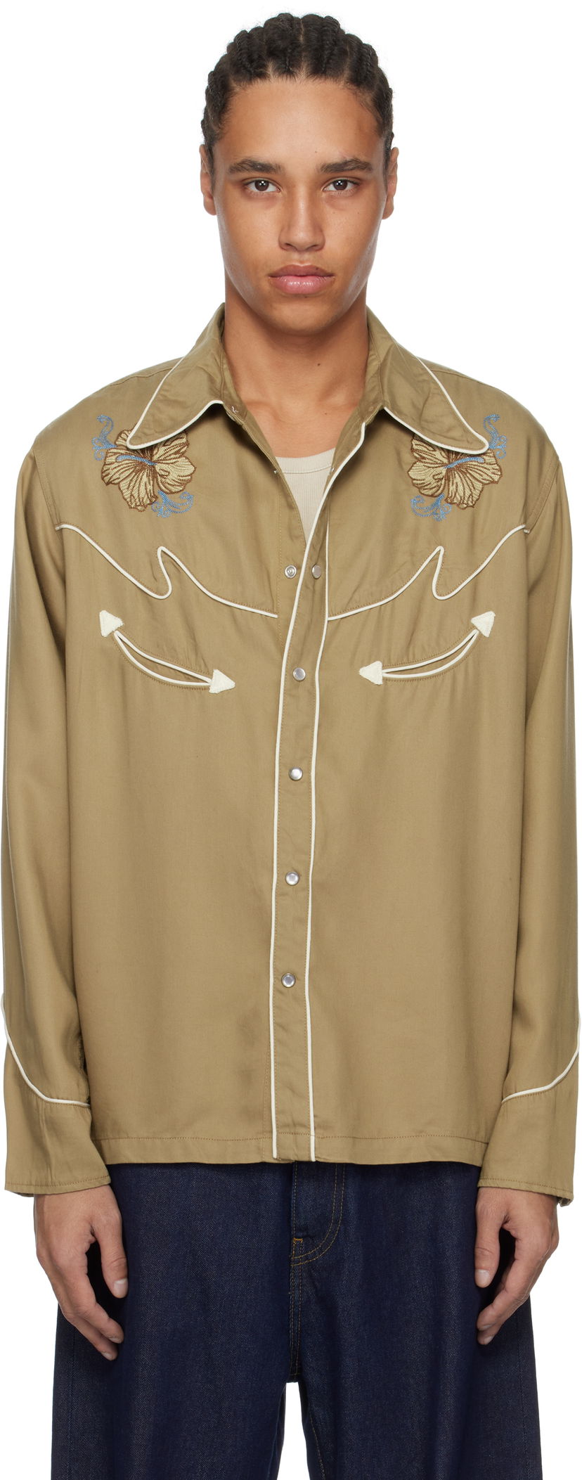 Paita Nudie Jeans Nudie Jeans Gonzo Cowboy Flower Shirt Ruskea | 140885