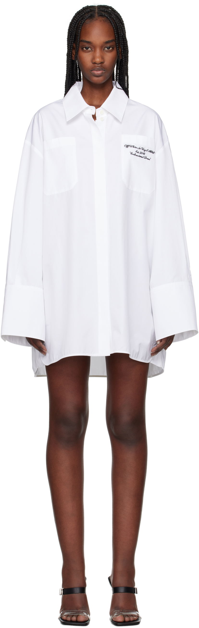 Paita Off-White Off-White Poplin Roxy Shirt Dress Valkoinen | OWDG009S25FAB0010110