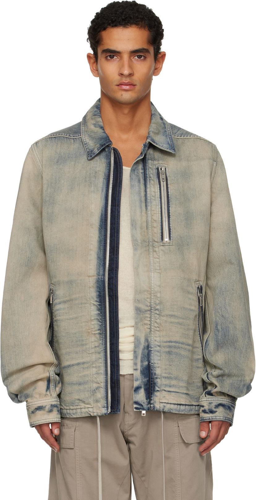 Takki Rick Owens DRKSHDW Concordians Concealed Zipfront Denim Jacket Sininen | DU02E7775 DMP