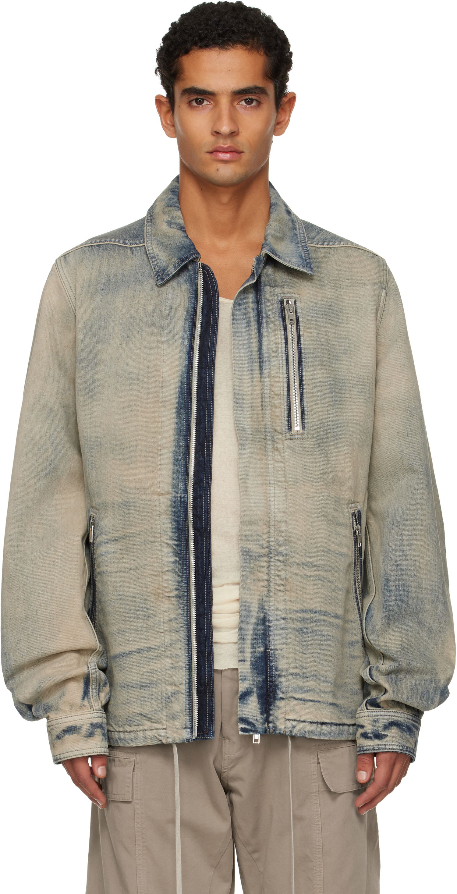 Takki Rick Owens DRKSHDW Concordians Concealed Zipfront Denim Jacket Sininen | DU02E7775 DMP, 0