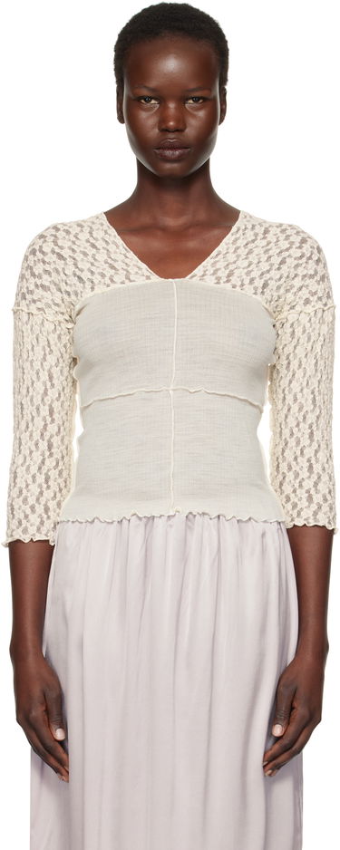 Crop top Baserange Nehru Long Sleeve T-Shirt Valkoinen | TONLS-LA-SP25, 0
