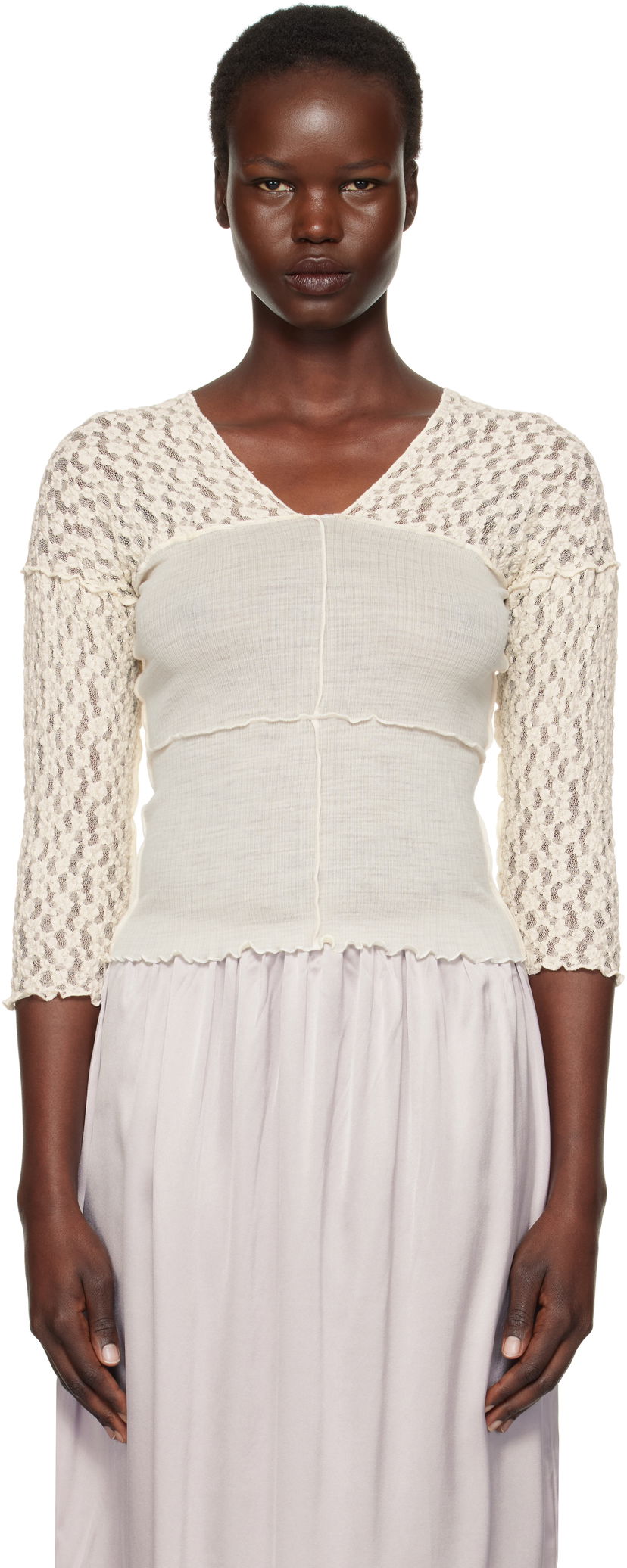 Crop top Baserange Nehru Long Sleeve T-Shirt Valkoinen | TONLS-LA-SP25