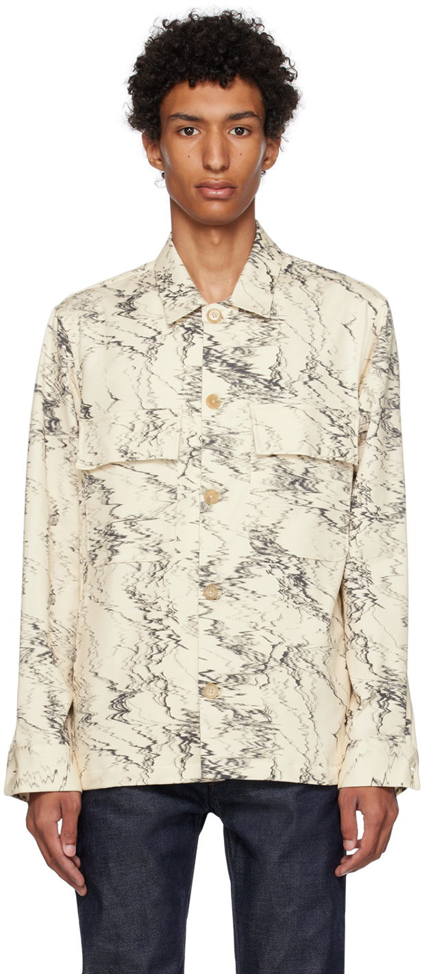 Paita Paul Smith Paul Smith Graphic Print Shirt Beige | M1R-009Y-L02096