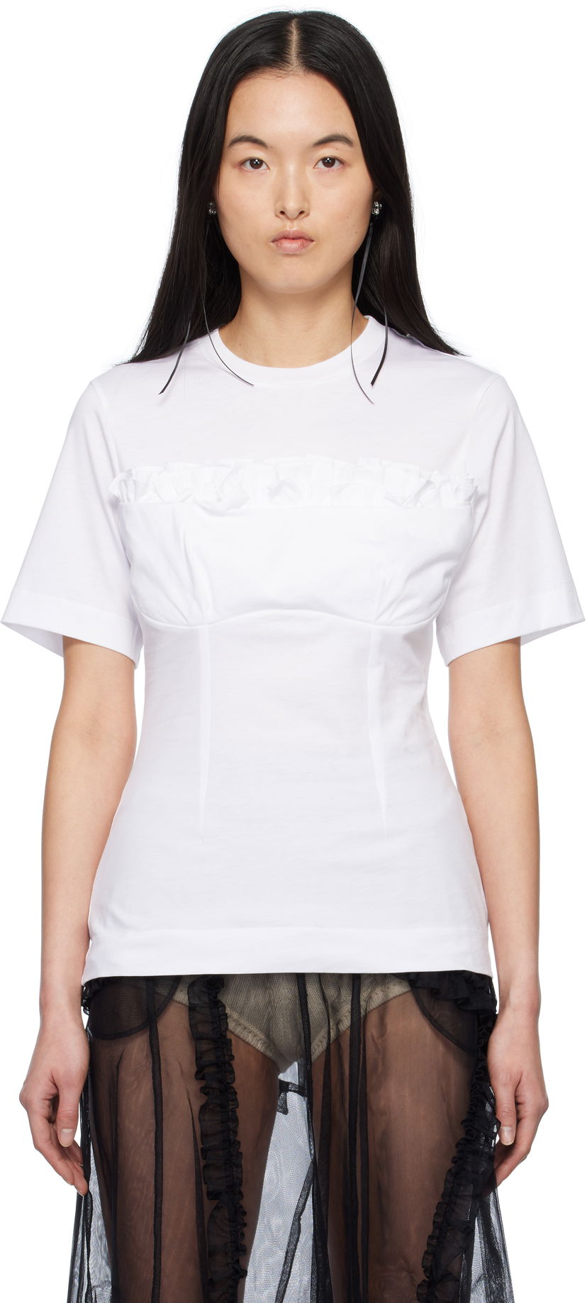 T-paita Simone Rocha Simone Rocha Balconette Bust Detail T-Shirt Valkoinen | 5323 0553