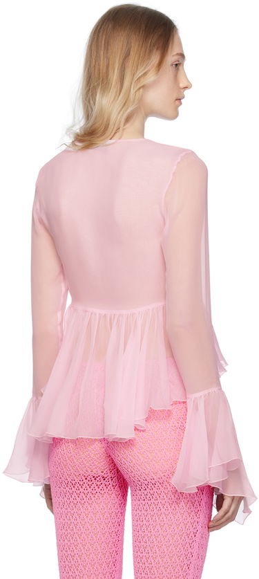 Paita Blumarine Blumarine Ruffled Tie-Front Blouse Vaaleanpunainen | P344C005A, 2