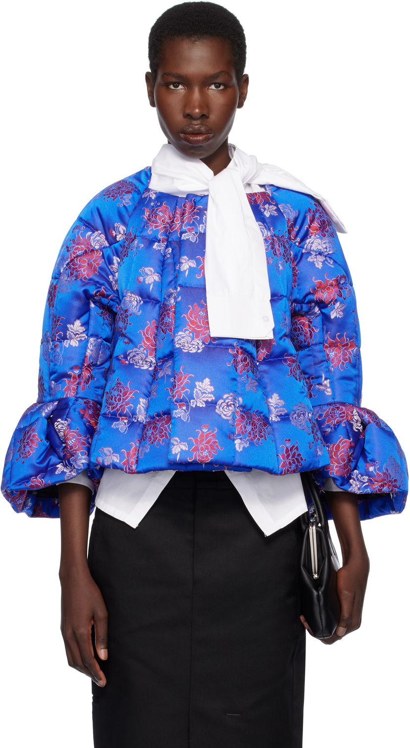 Puffer takki Comme des Garçons Comme des Garçons Jacquard Quilted Cropped Jacket Sininen | GO-J033-051-1