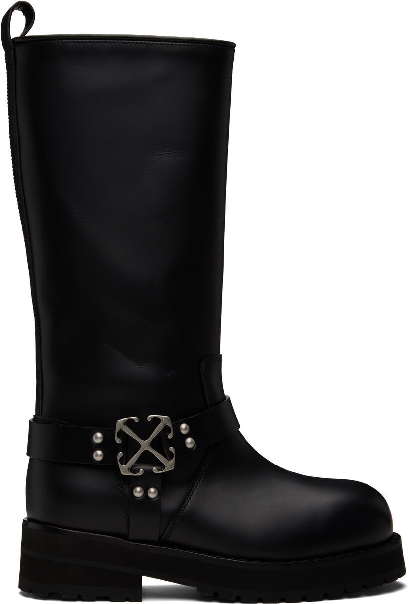 Vaatteet Off-White Off-White Off Track Leather Boots Musta | OWIE045C99LEA0011072