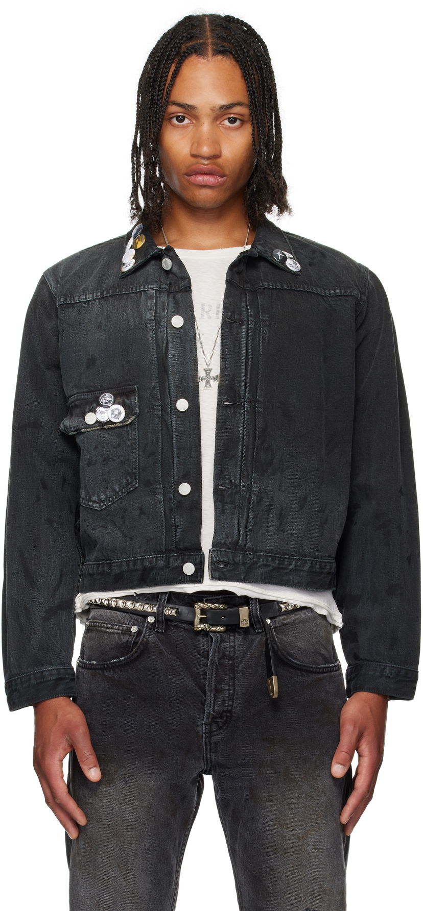 Takki Enfants Riches Déprimés Enfants Riches Déprimés Type VII Pin Assemblage Denim Jacket Musta | 030-524