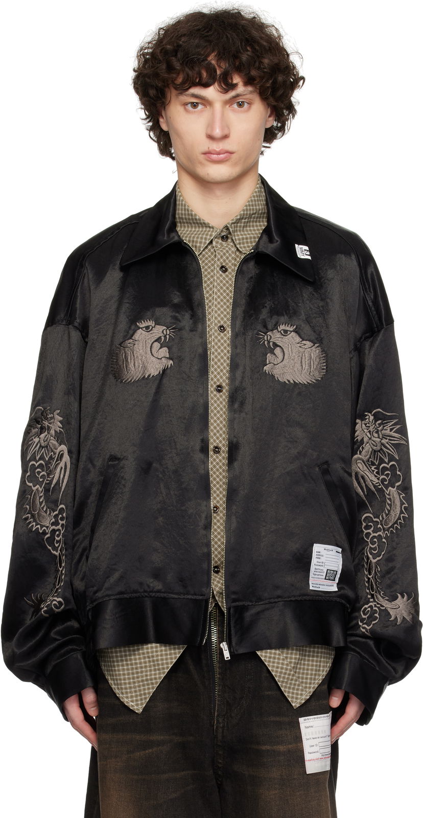 Bomber-takki Maison MIHARA YASUHIRO MIHARA YASUHIRO Collared Souvenir Jacket Musta | J14BL144