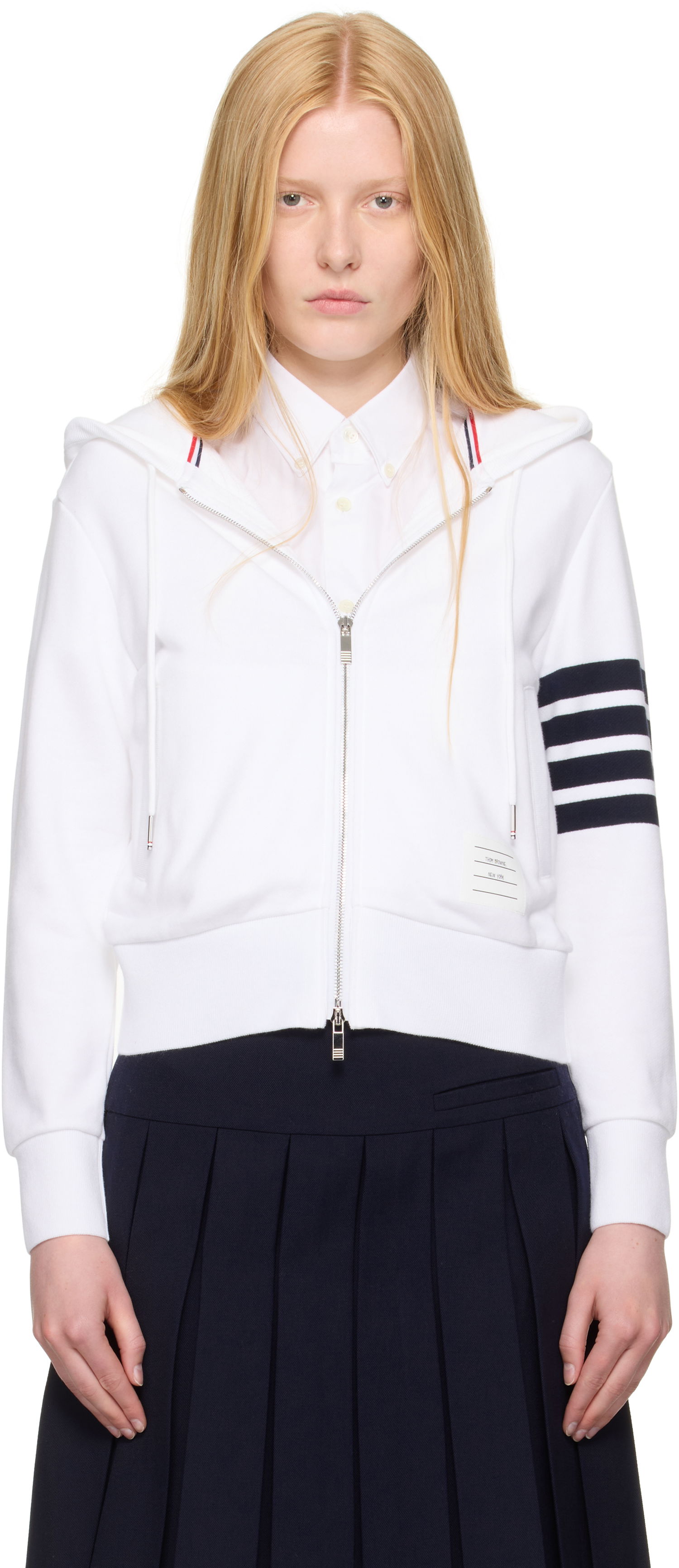 Huppari Thom Browne Thom Browne Classic Zip Up Hoodie Valkoinen | FJT400A-00535, 0