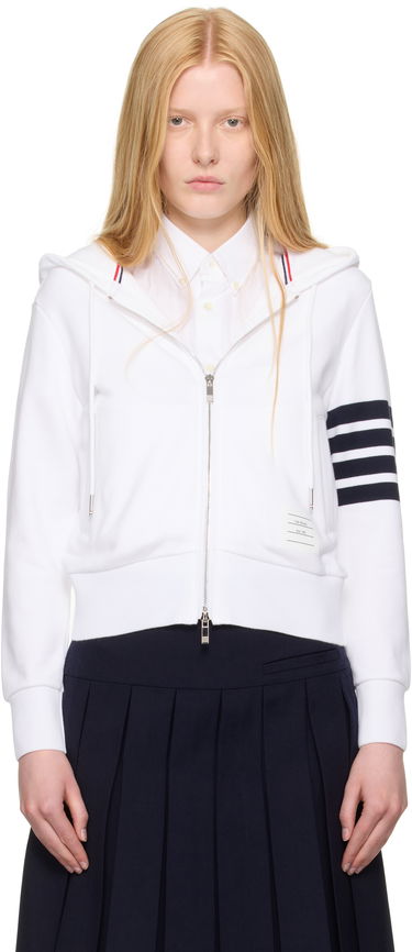 Huppari Thom Browne Thom Browne Classic Zip Up Hoodie Valkoinen | FJT400A-00535, 0
