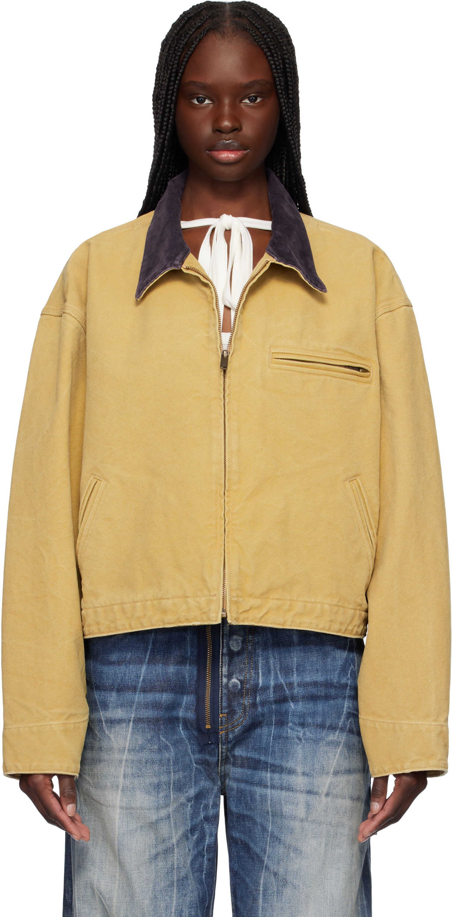 Takki Ambush AMBUSH Cropped Canvas Work Jacket Keltainen | 12115367, 0