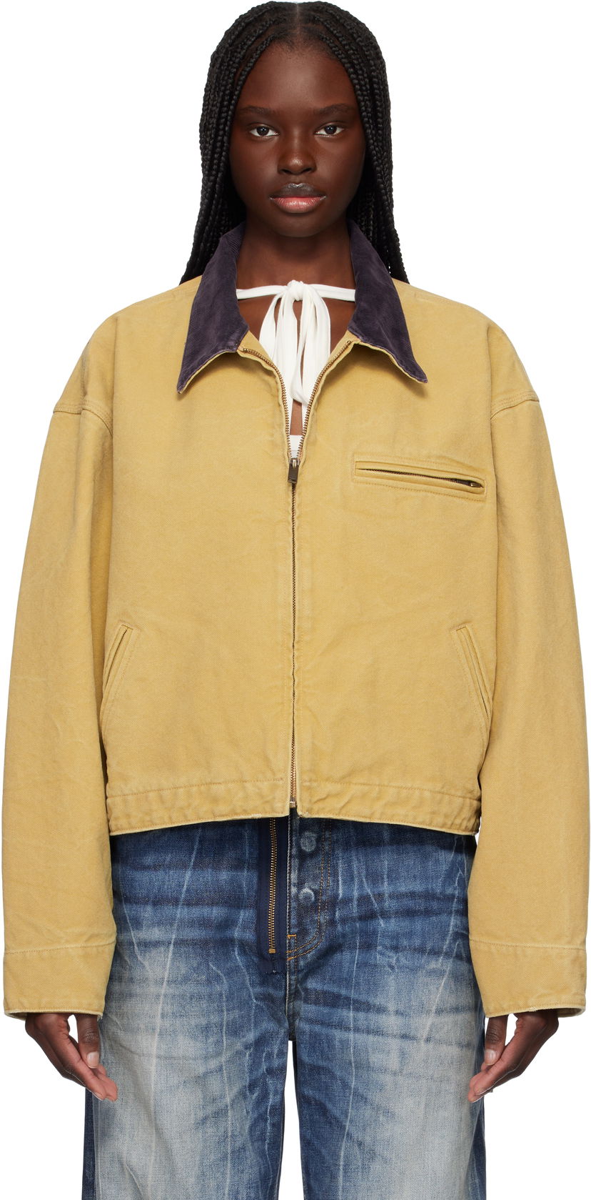 Takki Ambush AMBUSH Cropped Canvas Work Jacket Keltainen | 12115367