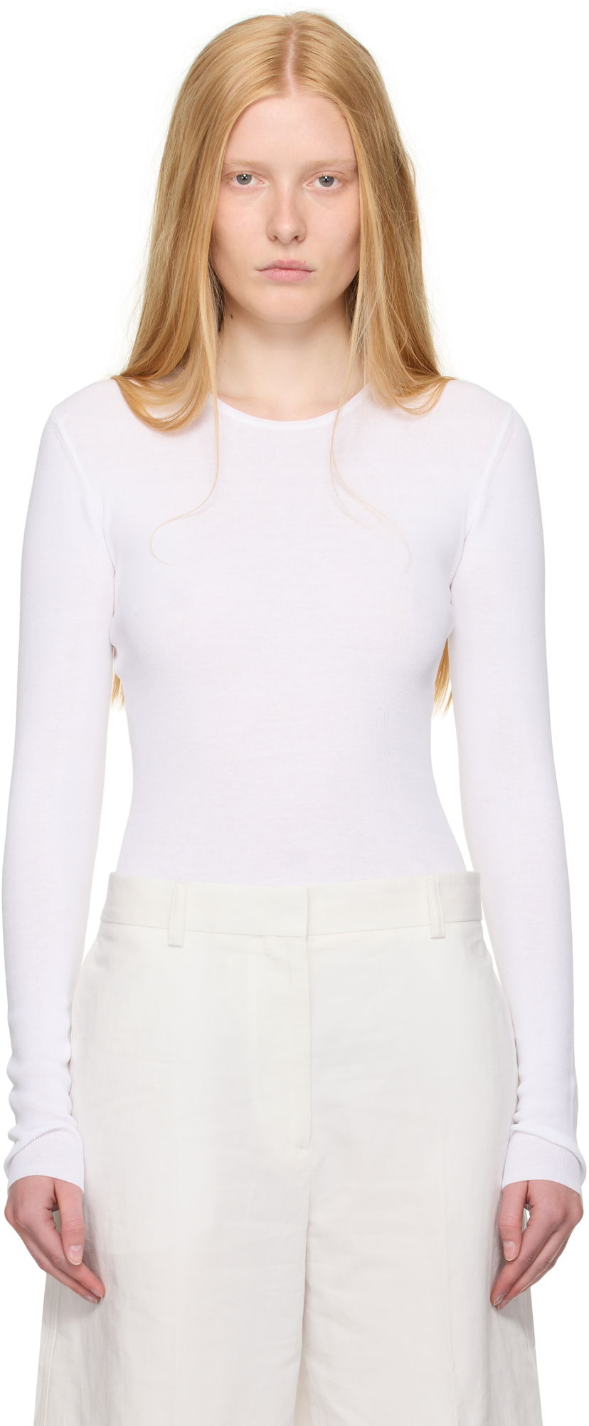 T-paita TOTEME TOTEME Compact Cotton T-Shirt Valkoinen | 252-WRT0491-YA0172